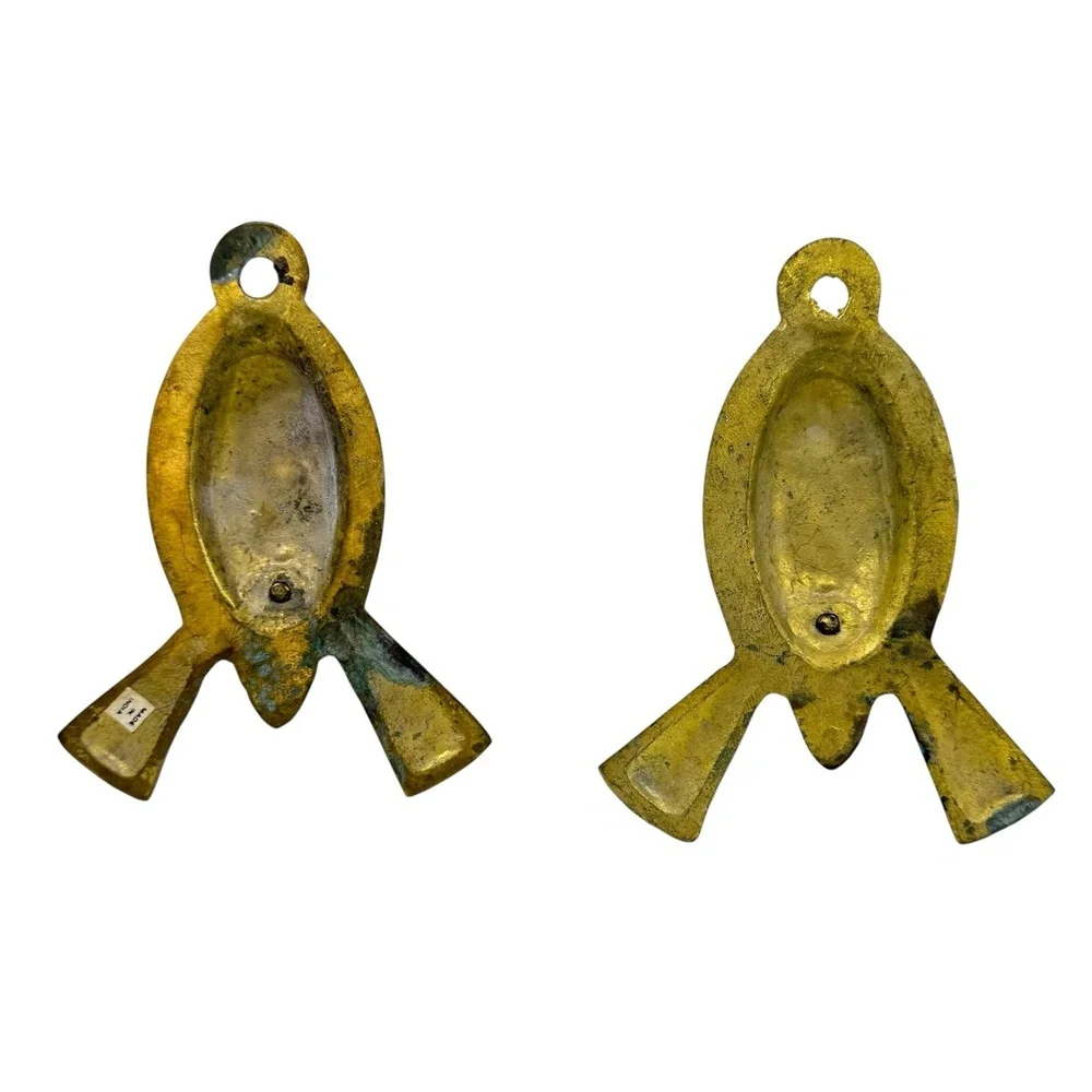 Vintage Brass Chinoiserie‎ Tassel Oval Wall Sconce Candle Holder Made in India